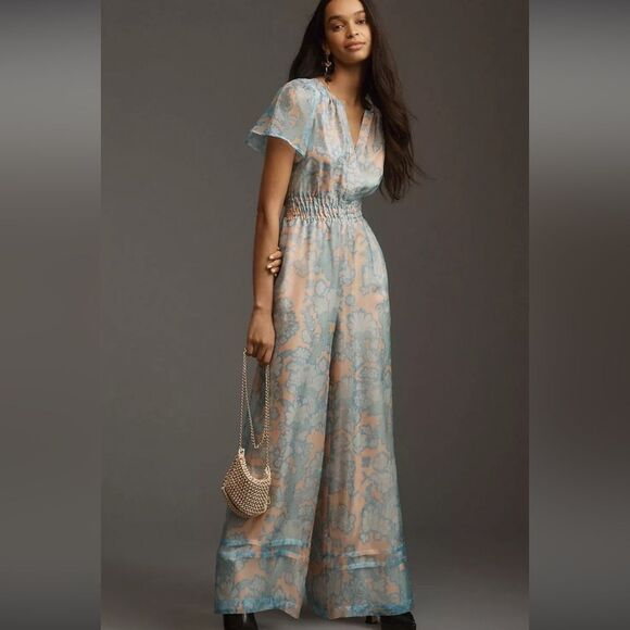 Anthropologie Pants - Anthropologie The Somerset Floral Print Jumpsuit Silk Organza Edition